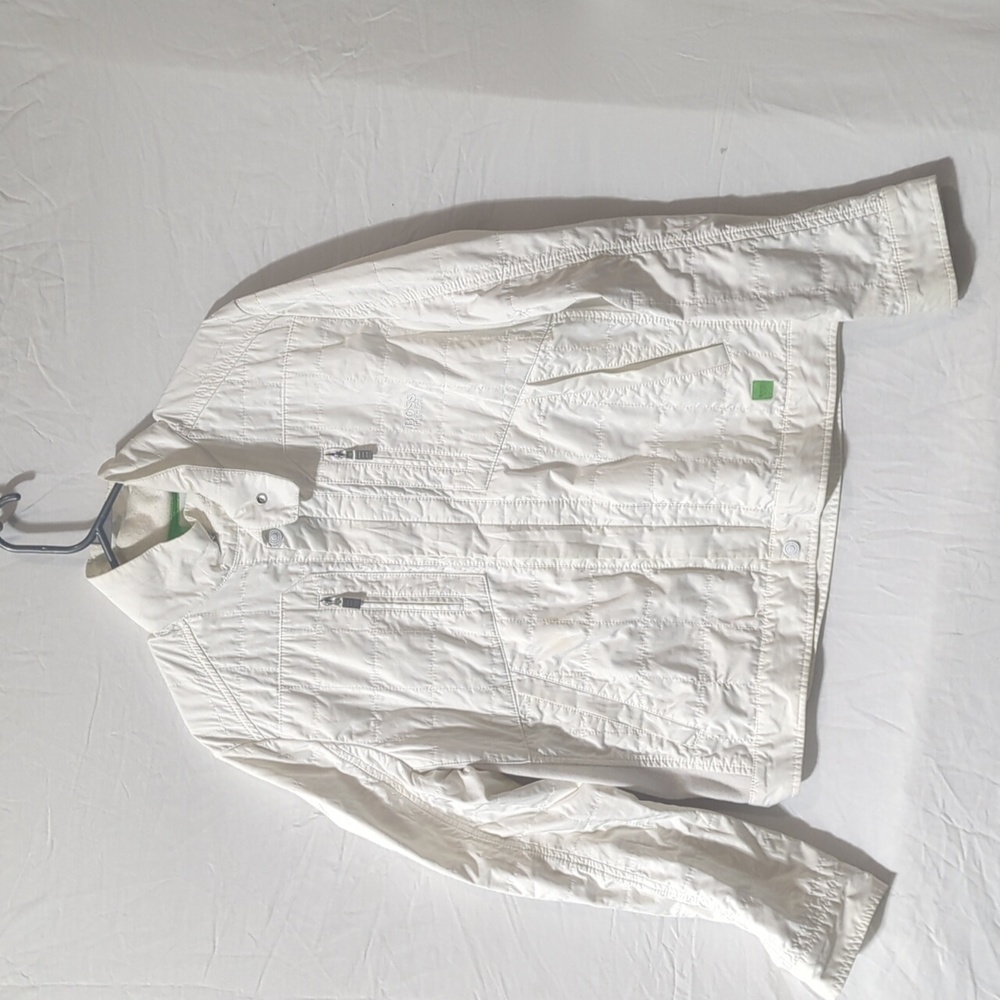 Men's Size L White Hugo Boss Biker Style Jacket